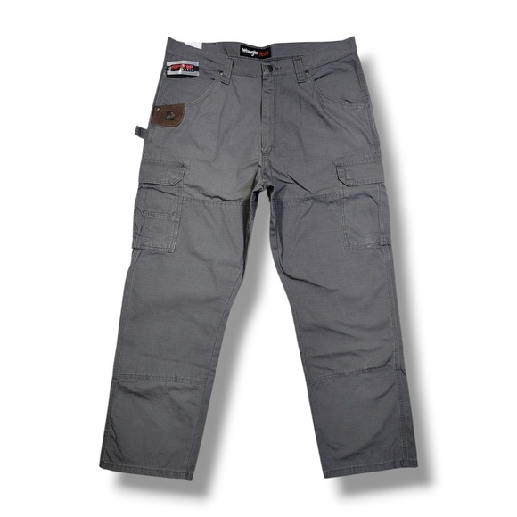 Wrangler Riggs Workwear Stone Gray Ripstop Cargo Work Pants Men's 38x30 NWT - Picture 1 of 16